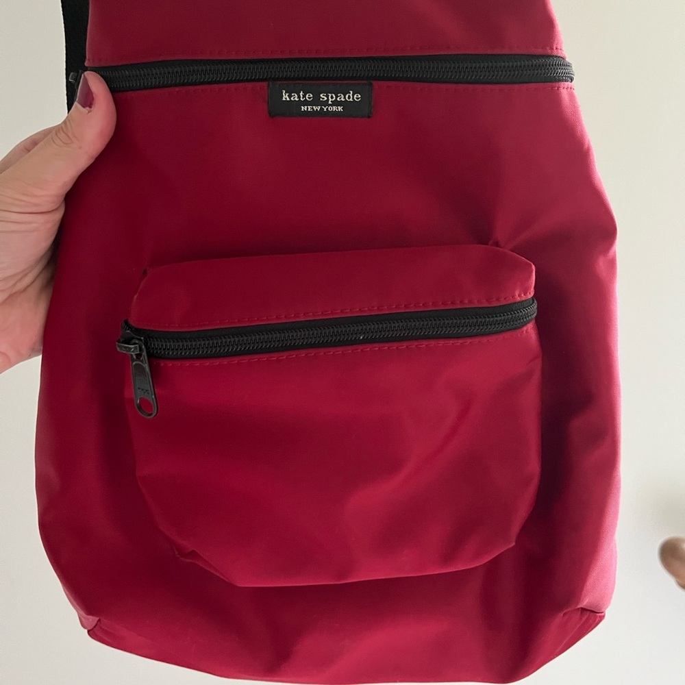 Kate Spade Red Nylon Backpack with Black Straps